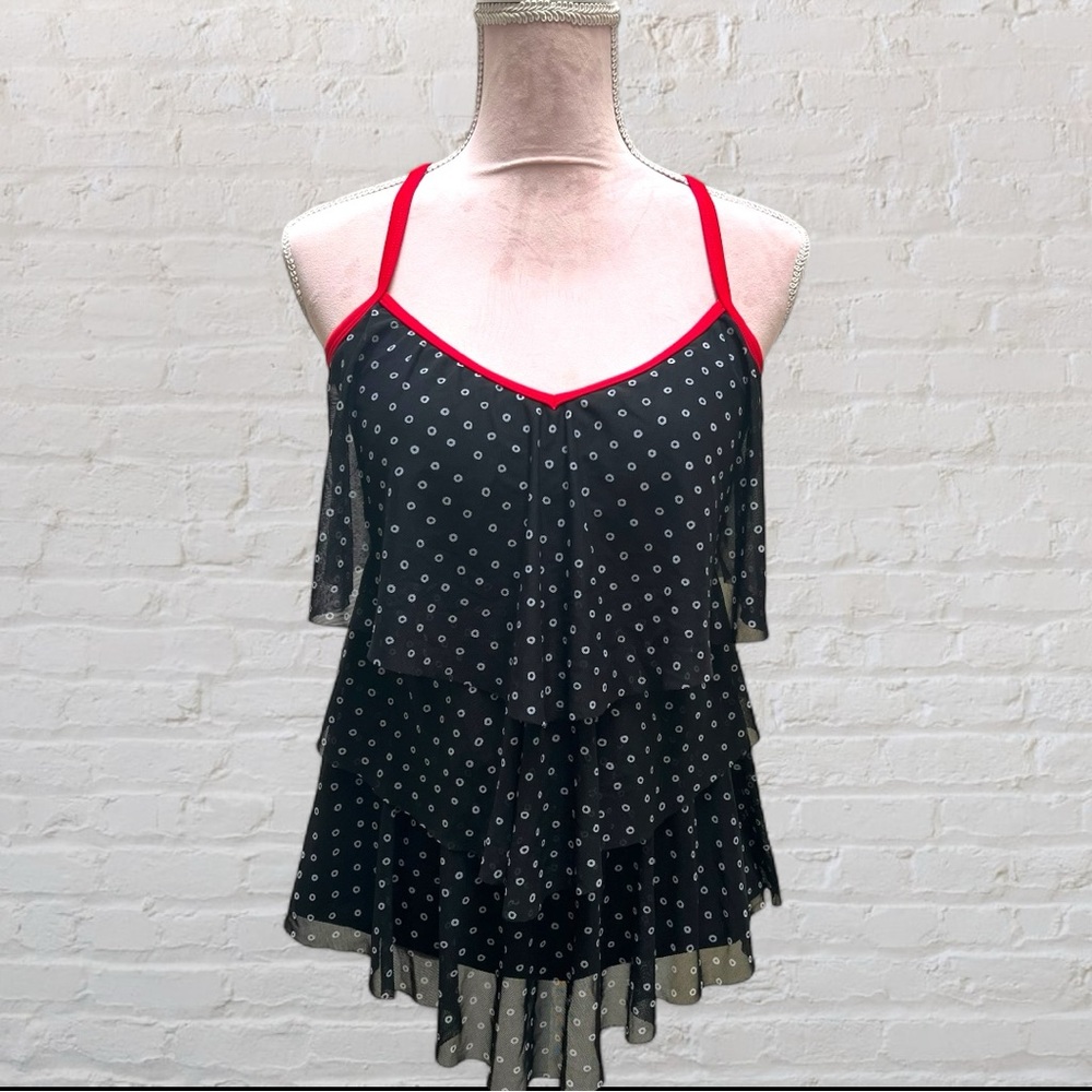 Frilly Polka Dot Tankini swim top